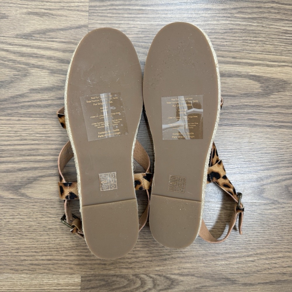 Madewell Sandals Womens 9 Brown Leather Espadrille Leopard Print Ankle Strap - Picture 6 of 13